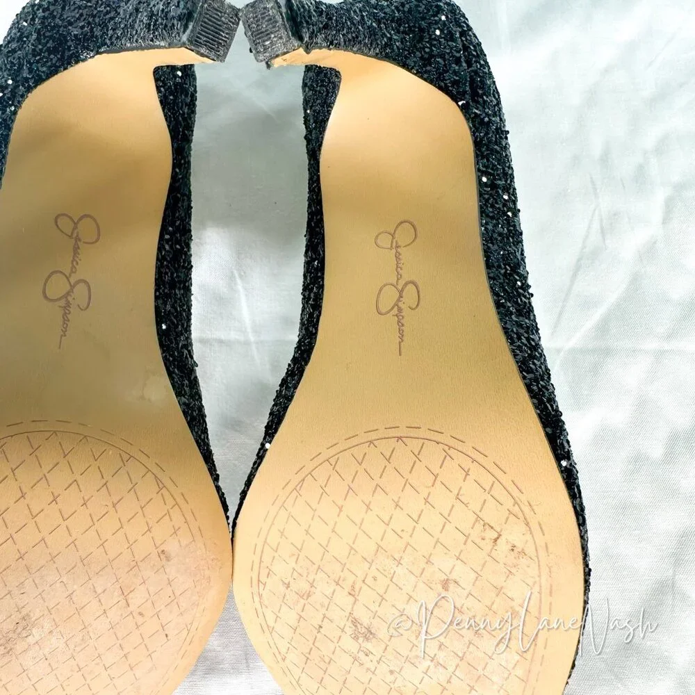 Jessica Simpson Veronica Glitter Pumps Black Size 8 - Picture 9 of 9